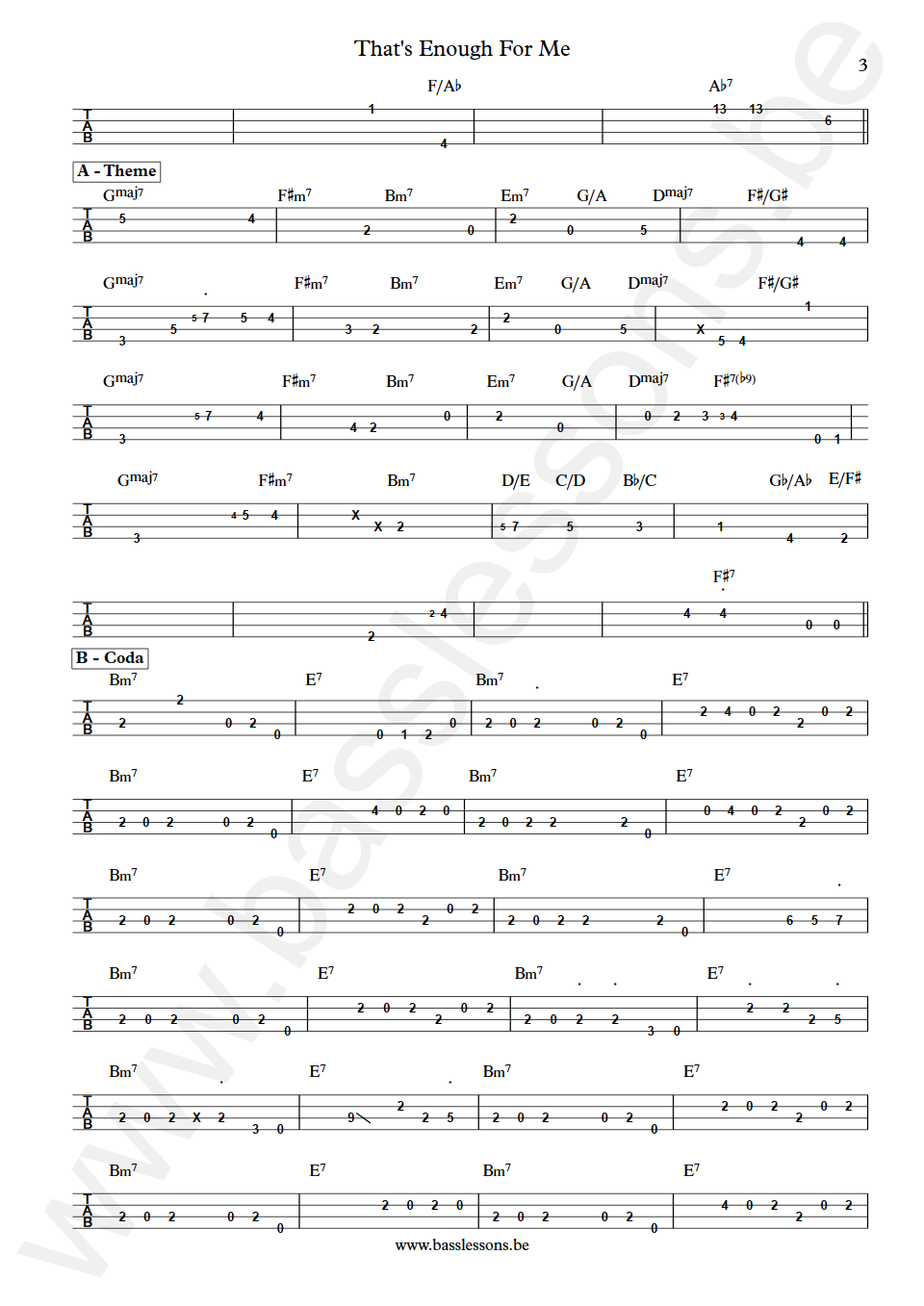 Lee Ritenour That's Enough For Me Abraham Laboriel Bass Tab part 3