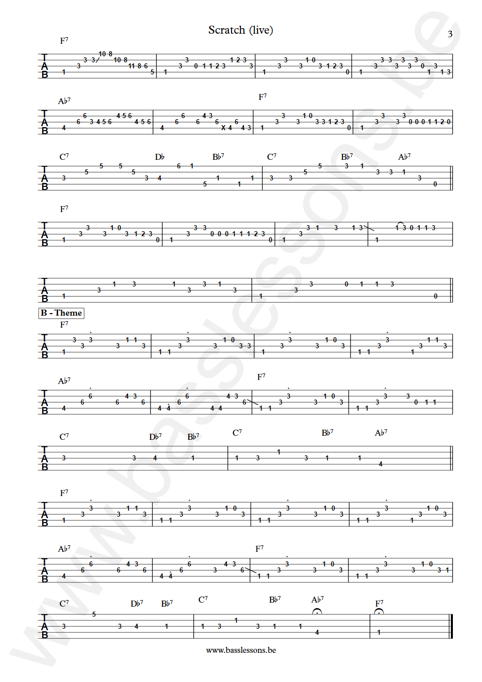 The Crusaders Scratch (live) Max Bennett Bass Tab part 3