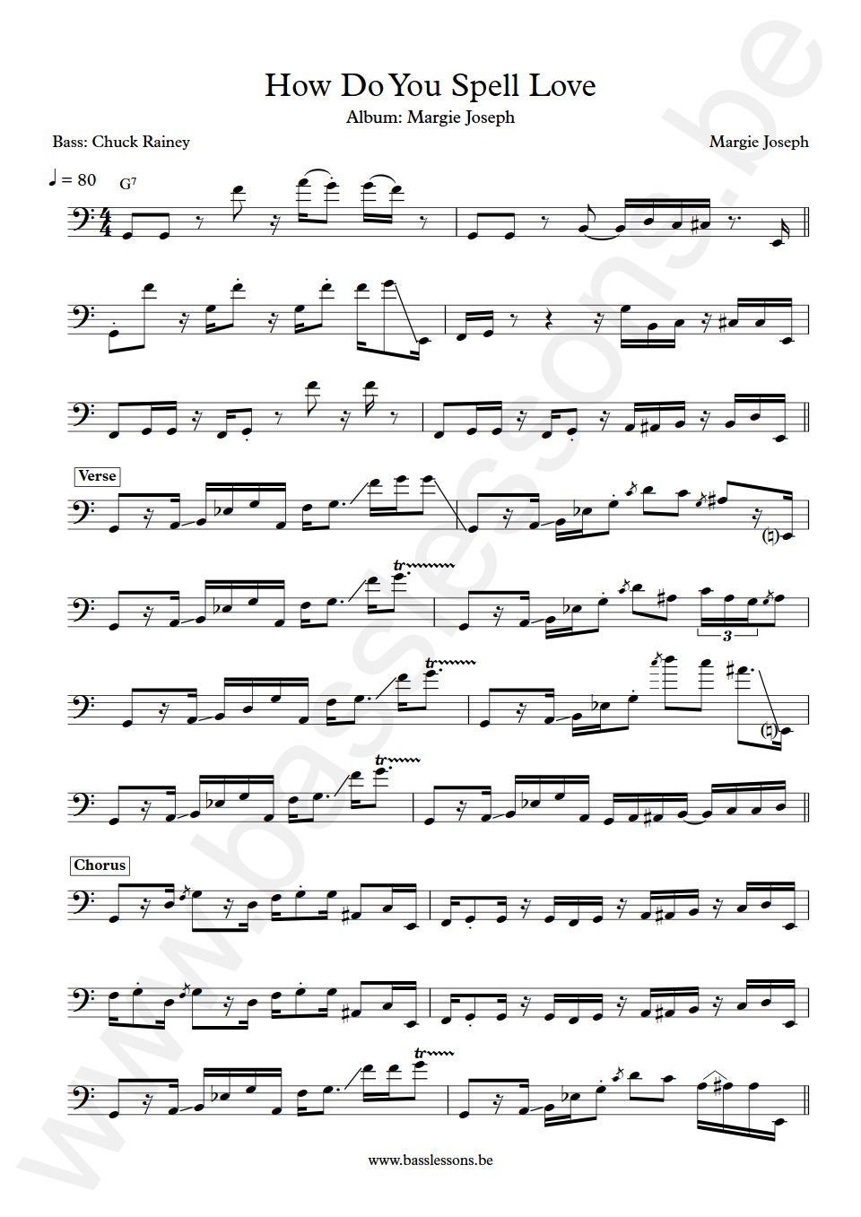 Margie Joseph How Do You Spell Love Chuck Rainey Bass Transcription