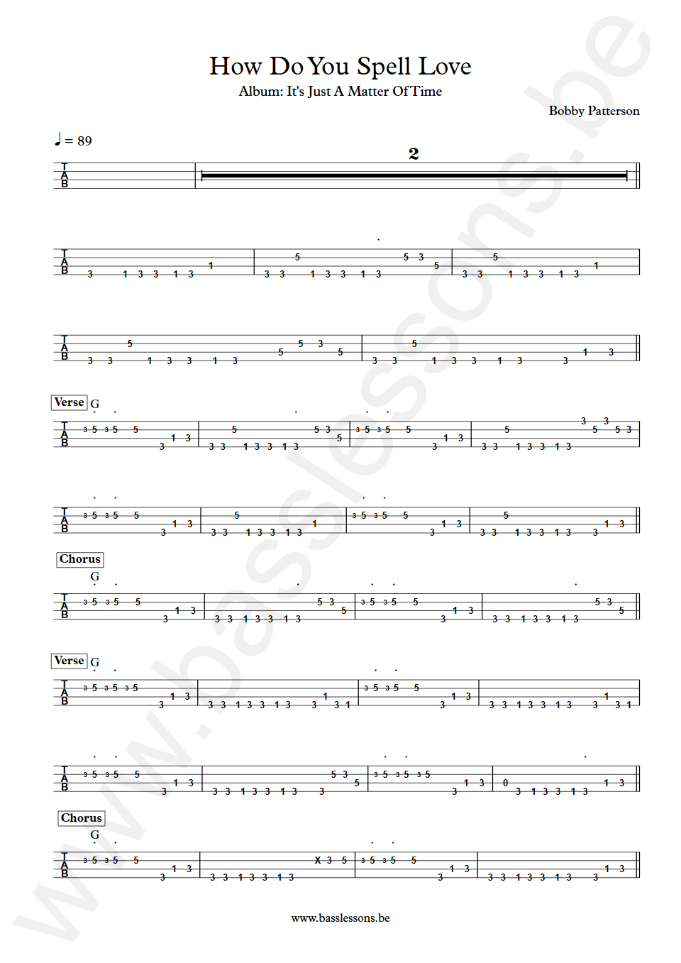 Bobby Patterson How Do You Spell Love Bass Tab