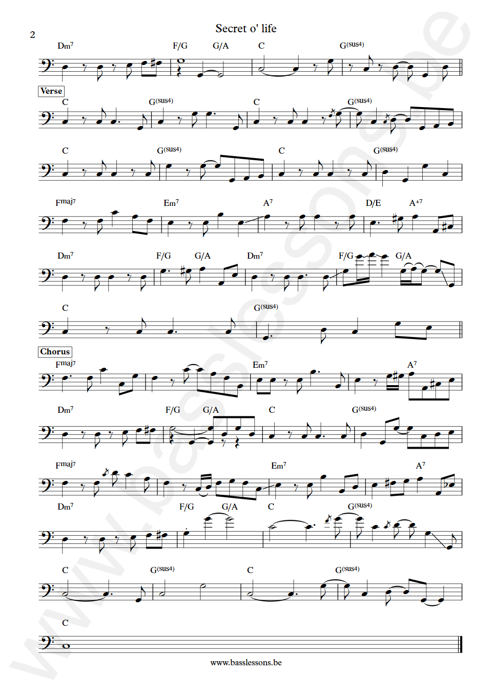 James Taylor Secret o life Leland Sklar Bass Transcription part 2