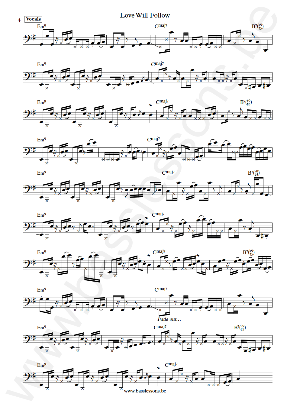 Kenny Loggins Love Will Follow Nathan East Bas Transcriptie deel 4