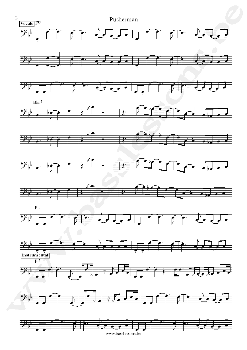Curtis Mayfield Pusherman Joseph Lucky Scott bass transcription part 2