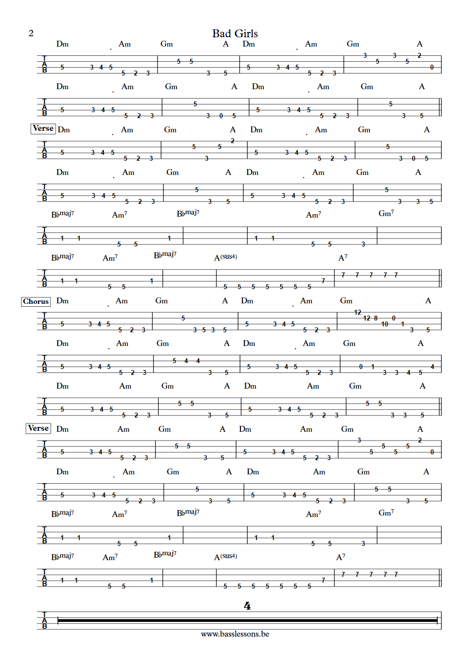 Donna Summer Bad Girls Scott Edwards bass tab part 2