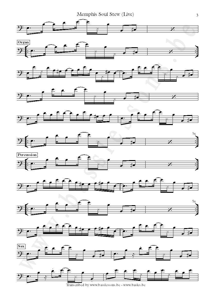 Jerry jemmott bass transcription