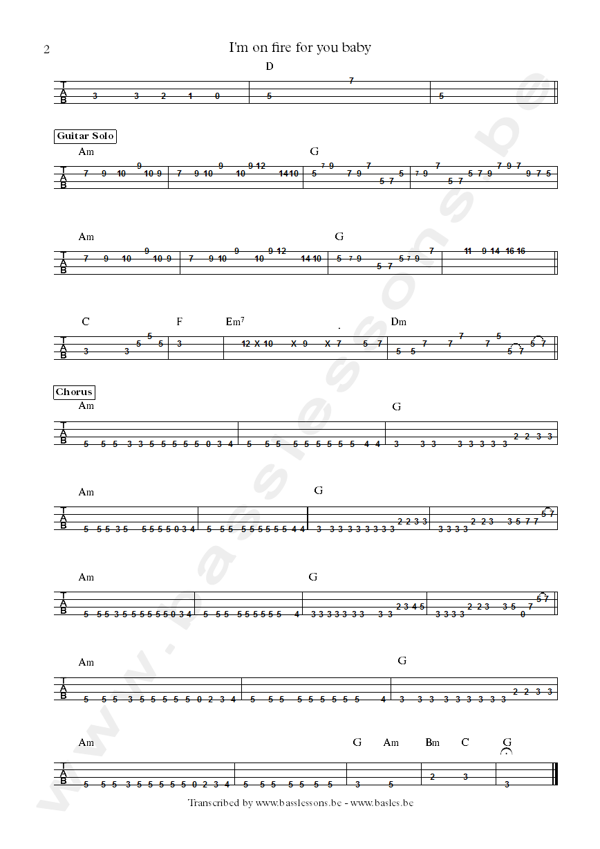 Rock ballad bass transcription