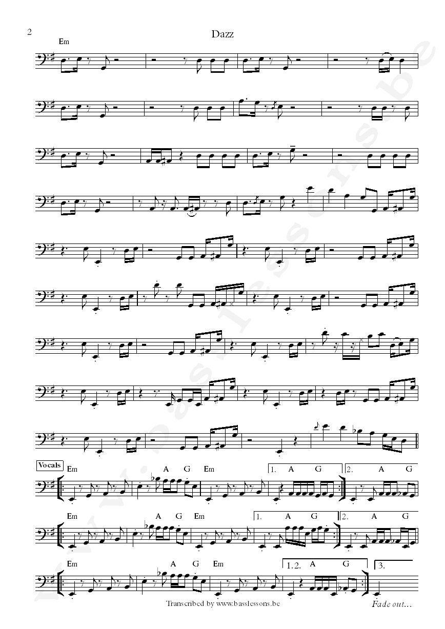 Brick dazz bass transcription part 2