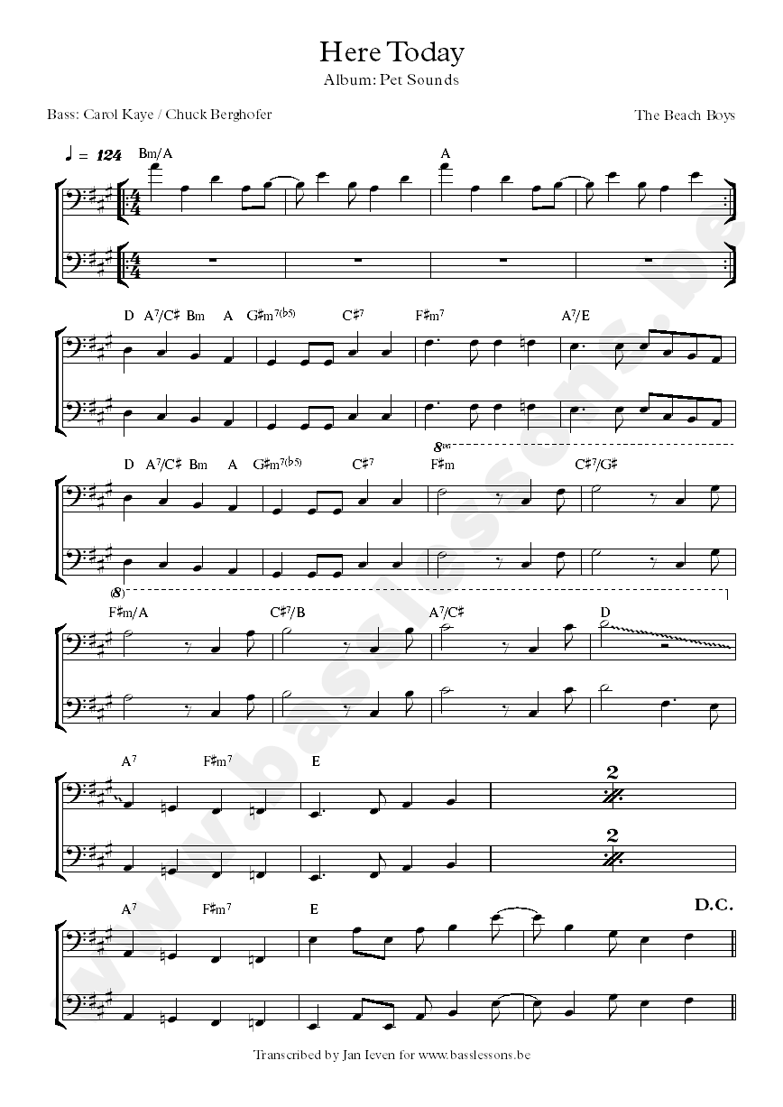 here today bass transcription
