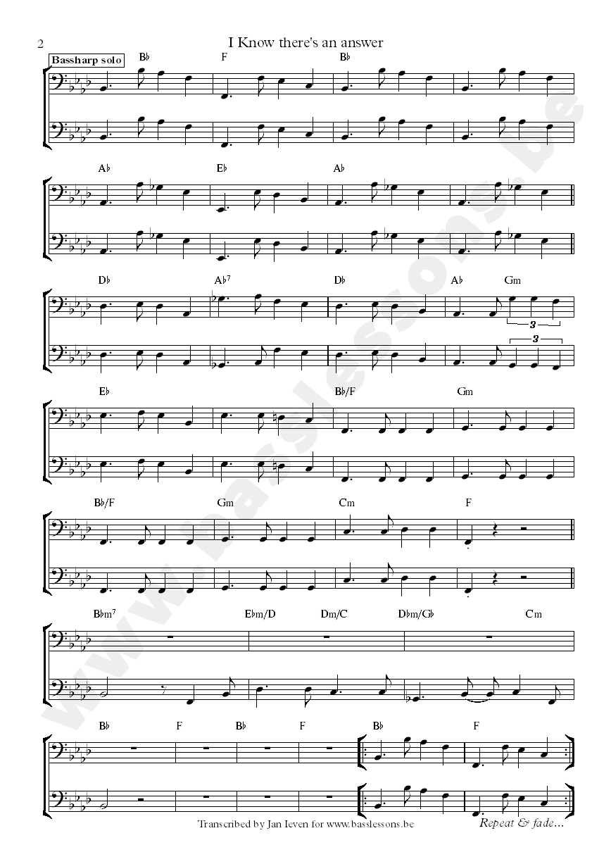 i know theres an answer sheet music