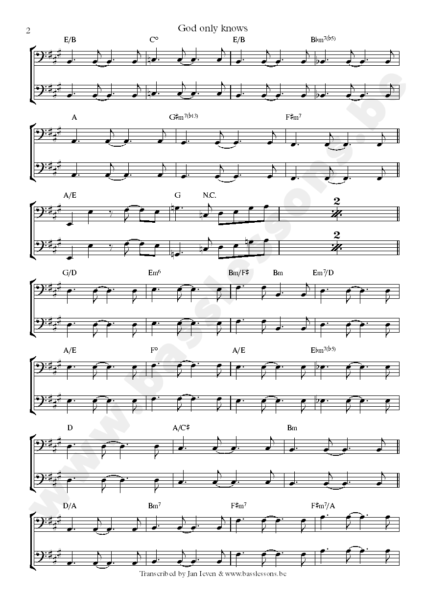 god only knows sheet music