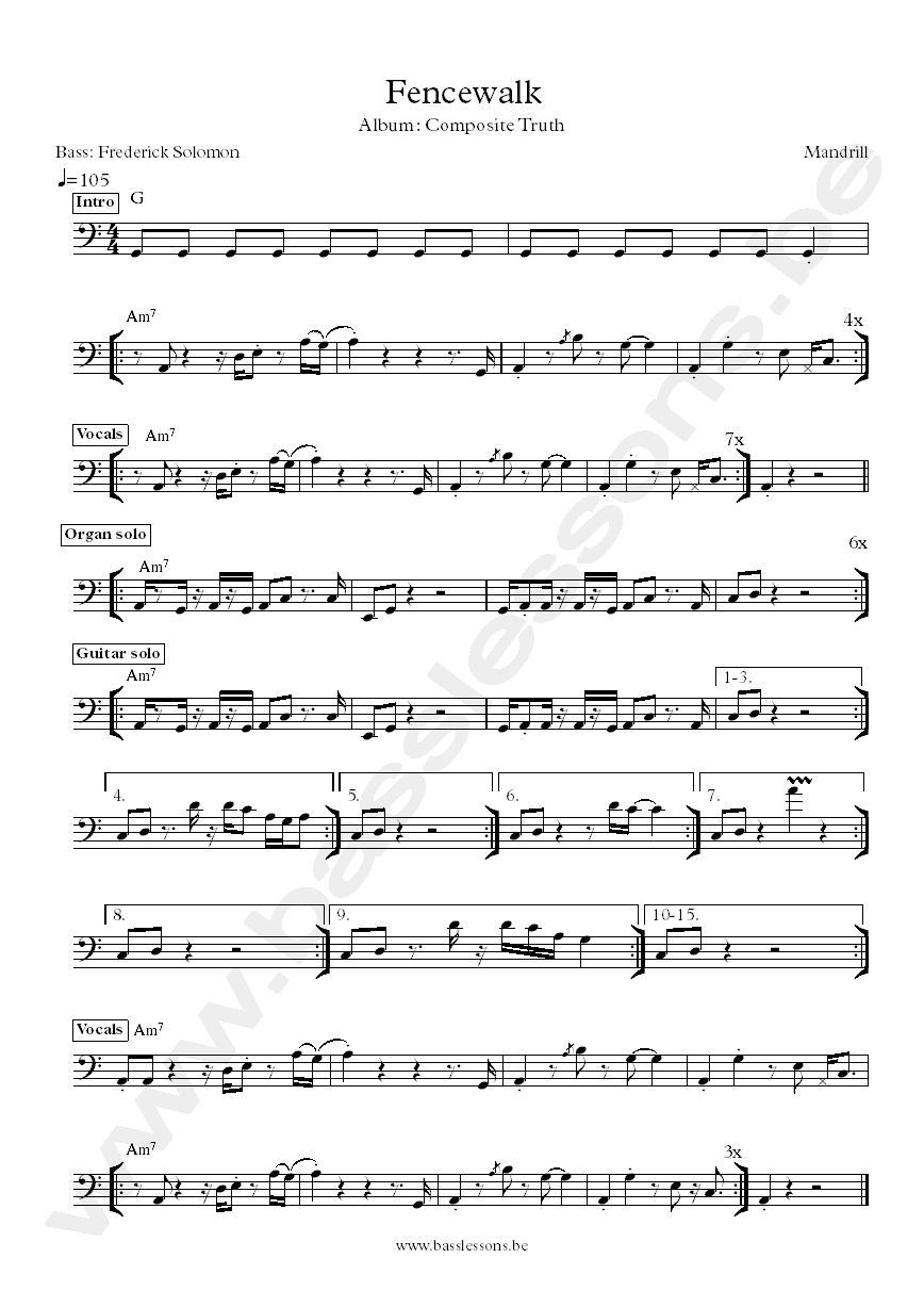Mandrill fencewalk bass transcription