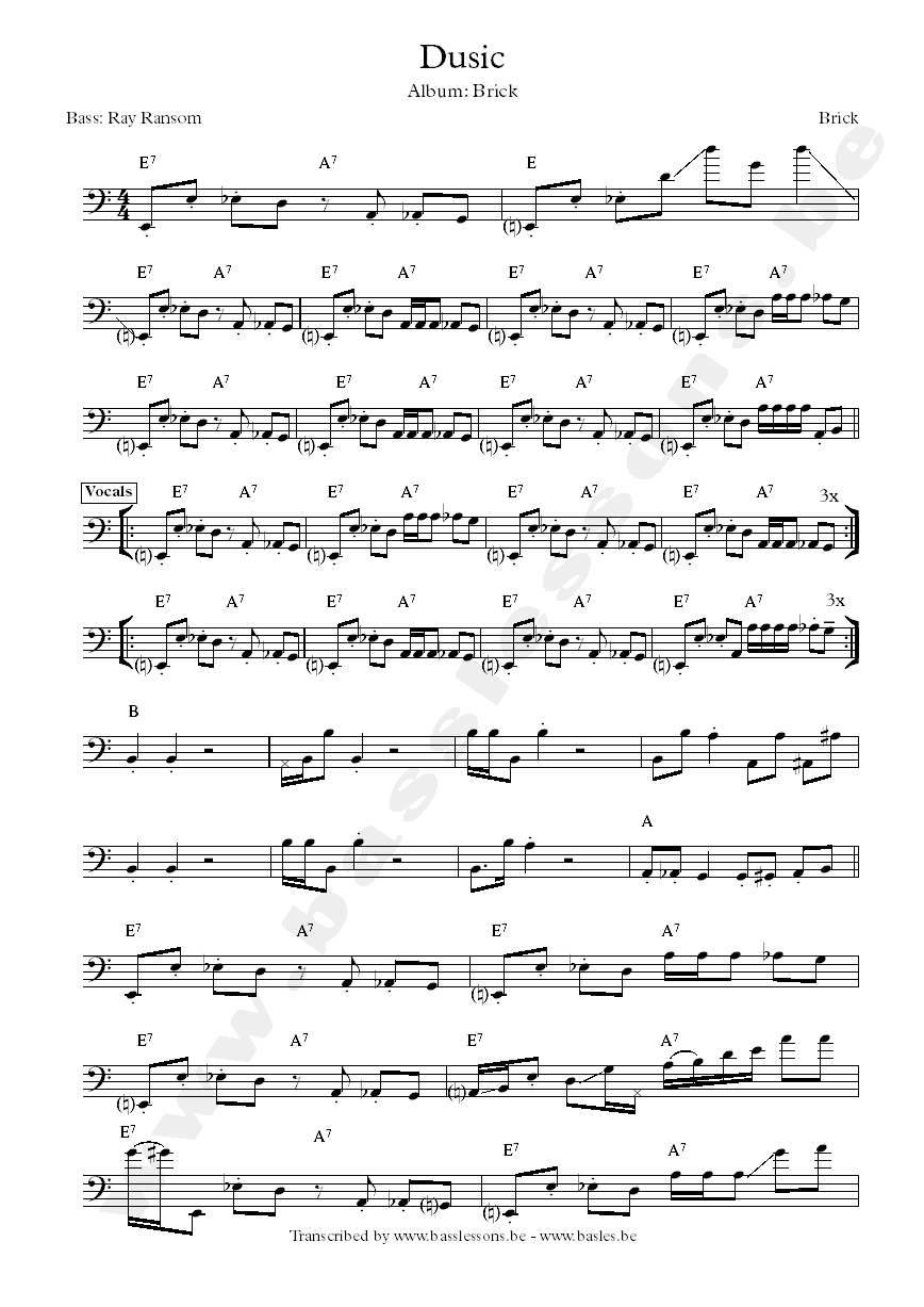 Brick dusic bass transcription