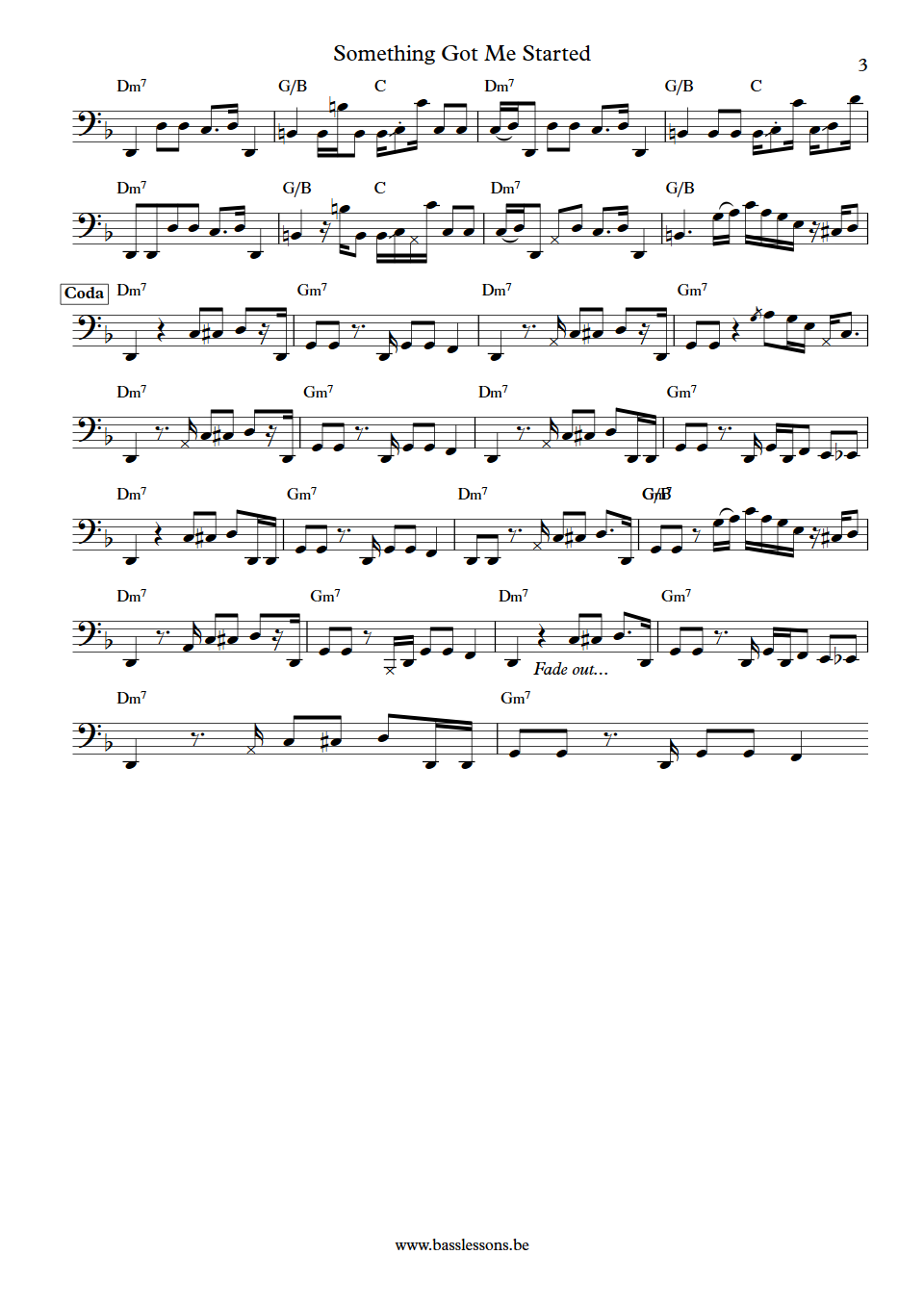 Something Got Me Started Shaun Ward bass transcription part 3