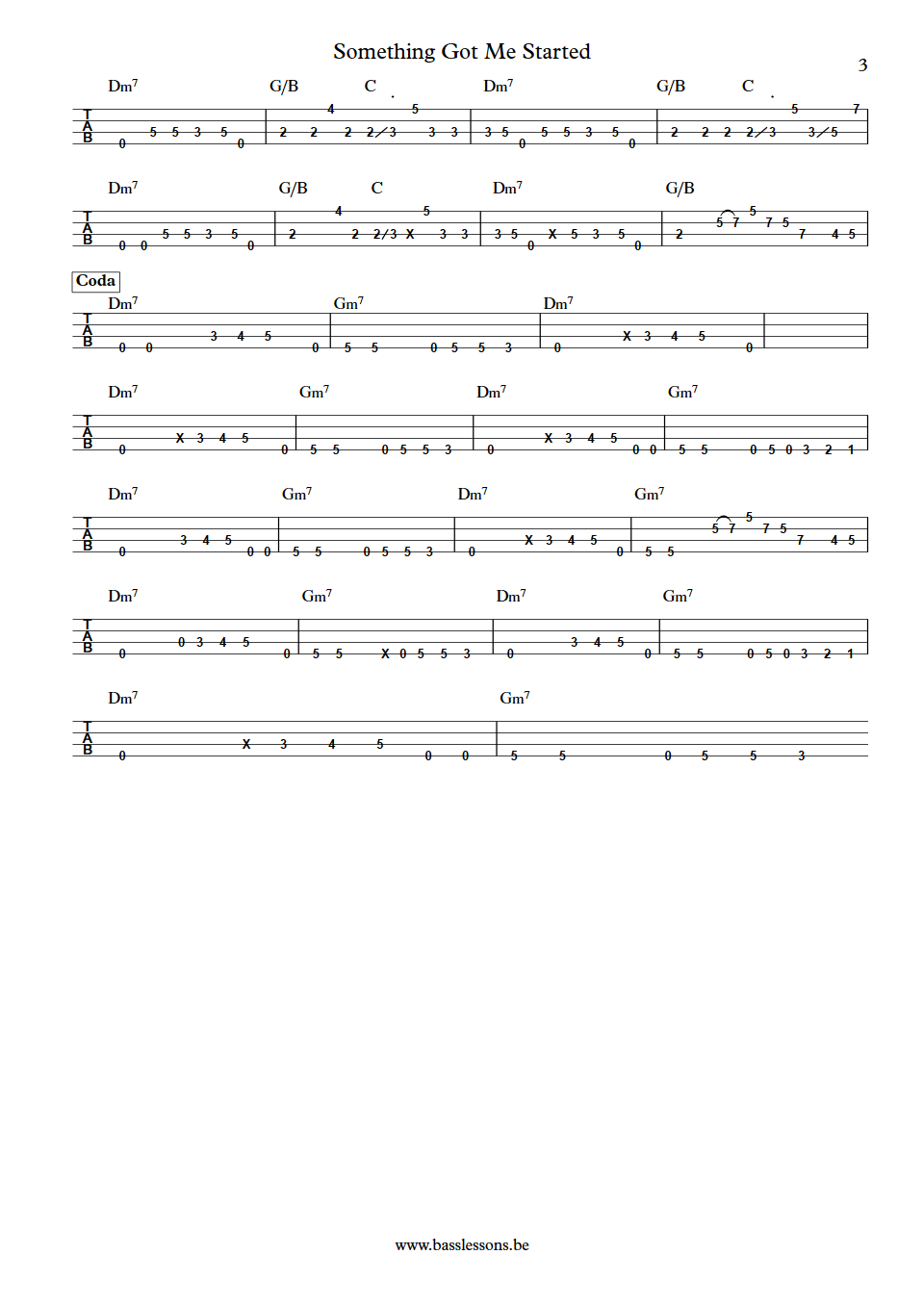 Something Got Me Started Shaun Ward bass tabs part 3