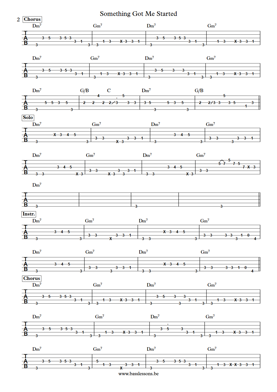 Something Got Me Started Shaun Ward bass tabs 5-string part 2