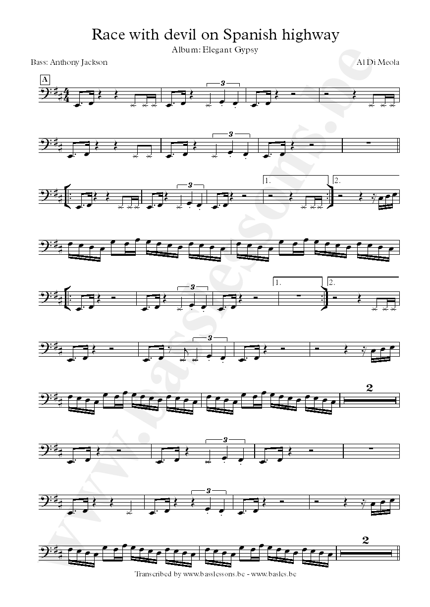 al di meola anthony jackson bass transcription