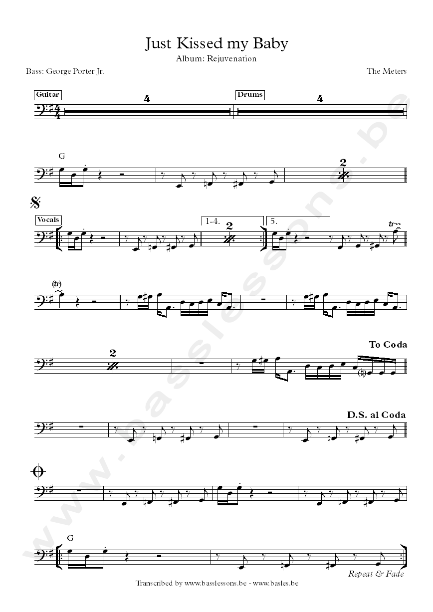 The meters just kissed my baby bass transcription