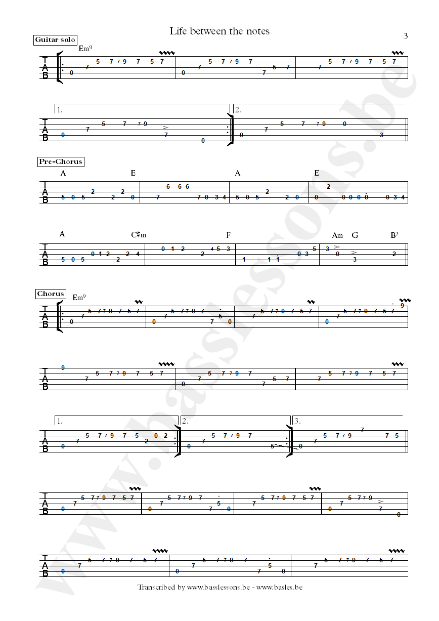 Bluey life between the notes bass tab part 3