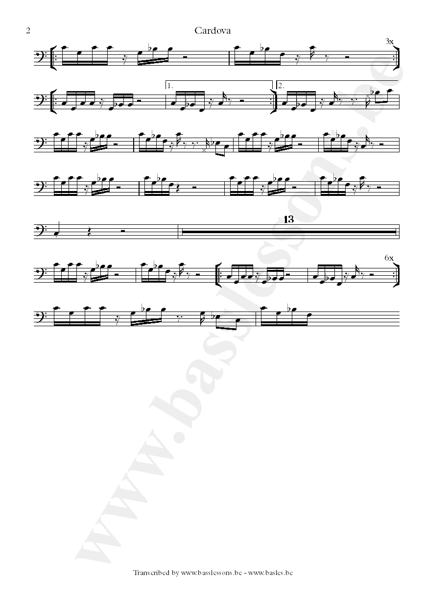 The meters cardova bass transcription part 2