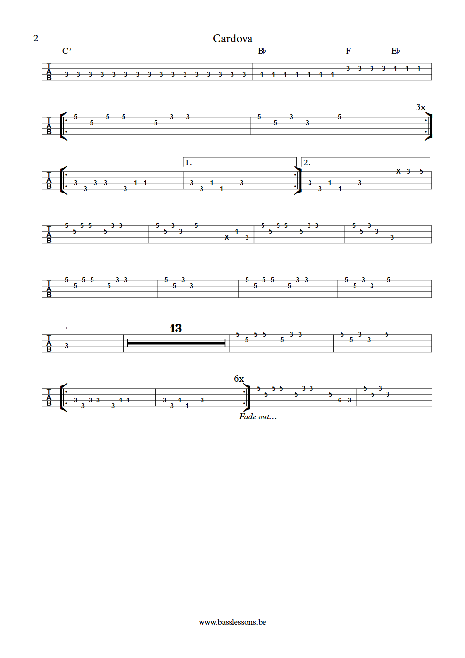 The meters cardova bass tab part 2
