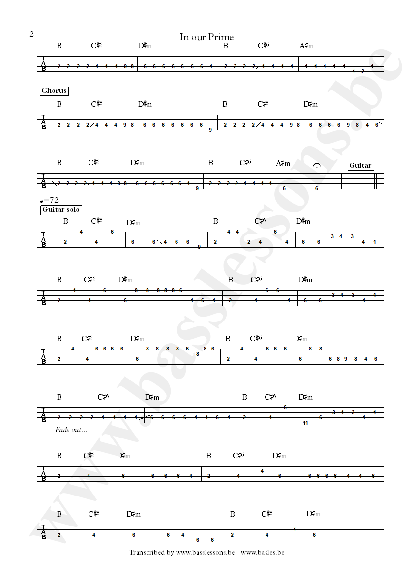 Black keys in our prime bass tab part 2