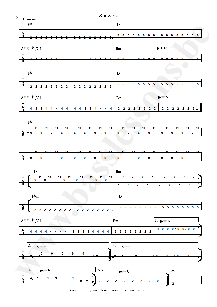 Muse showbiz bass tab part 2