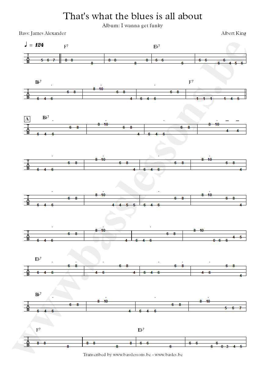 Albert KIng thats what the blues is all about bass tab