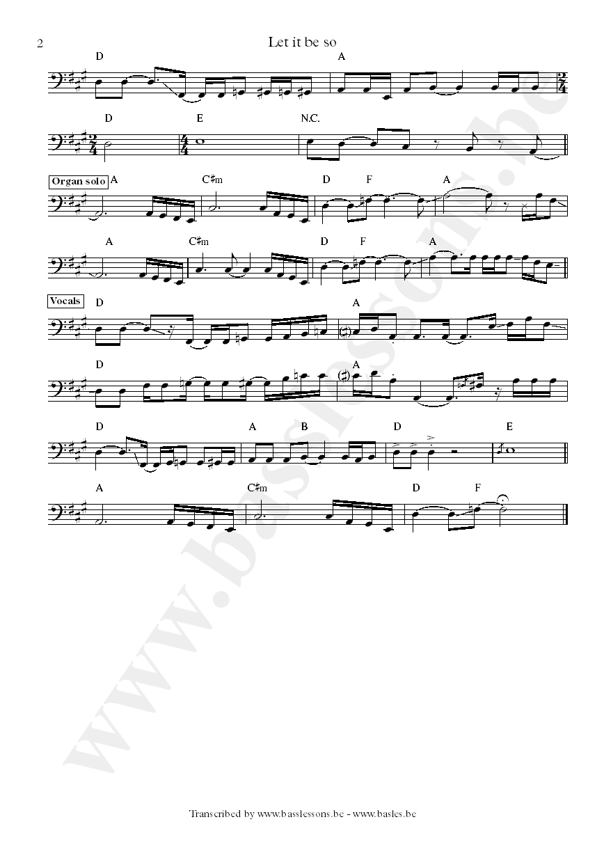 st paul let it be so bass transcription part 2