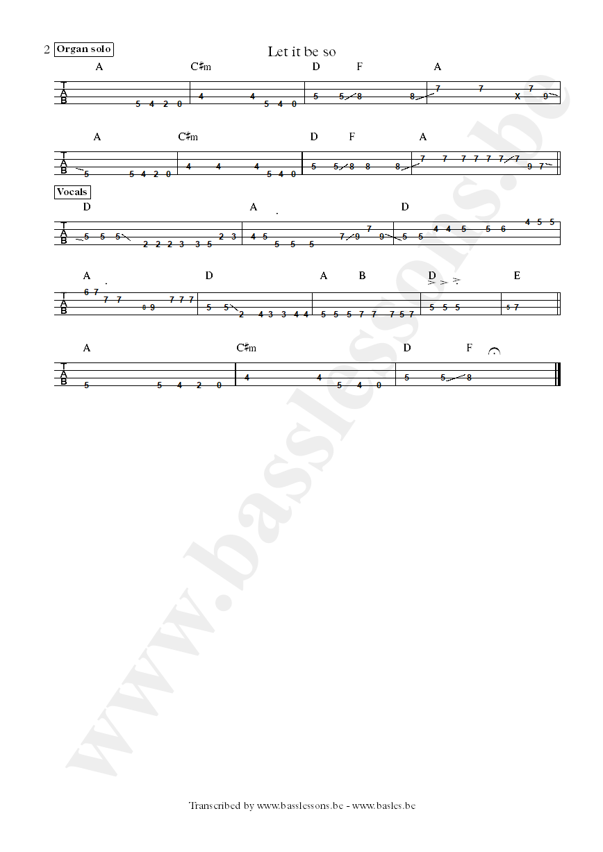 st paul let it be so bass tab part 2