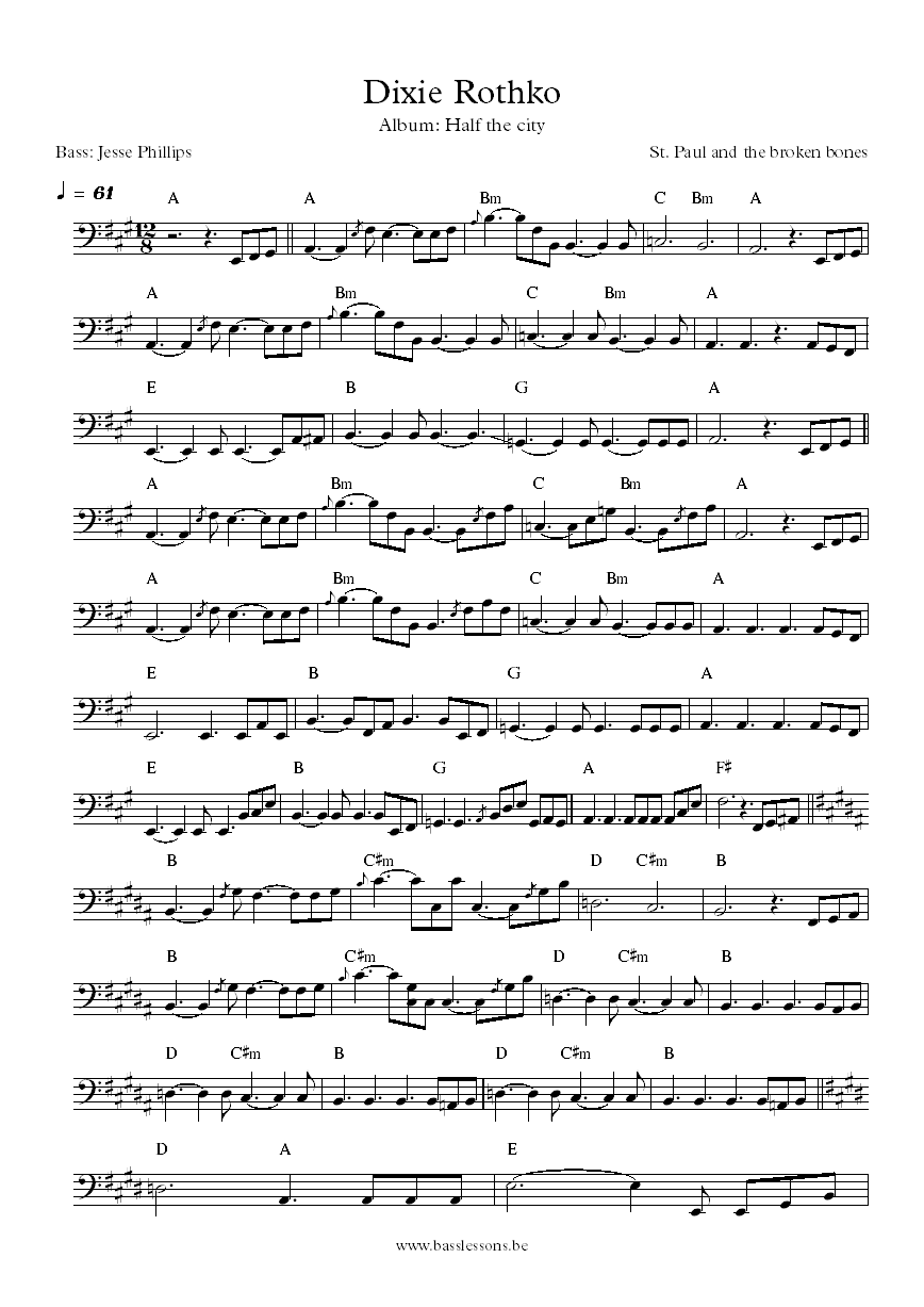 St paul and the broken bones dixie rothko bass transcription part 1