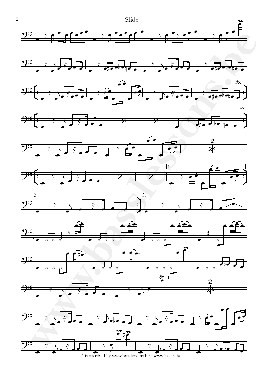 Slave slide bass transcription part 2