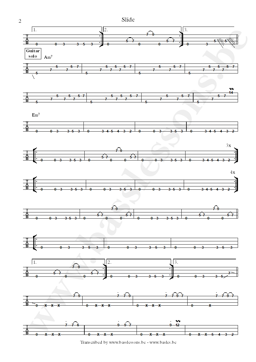 Slave slide bass tab part 2