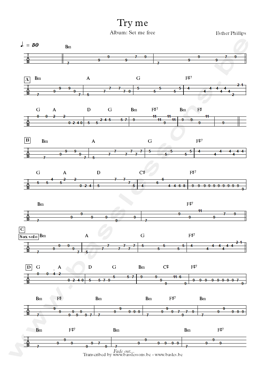 esther phillips try me bass tab
