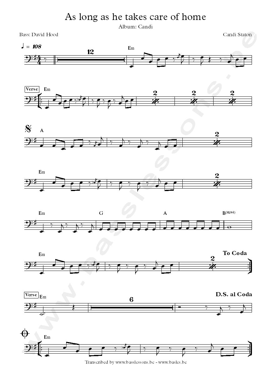Candi staton david hood bass transcription