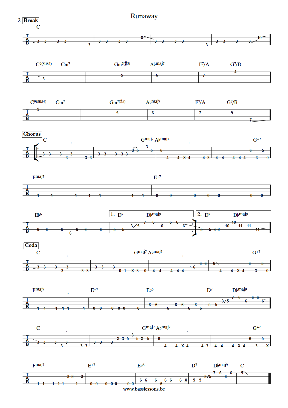 Jamiroquai runaway live at Abbey road Paul Tuner bass tab part 2