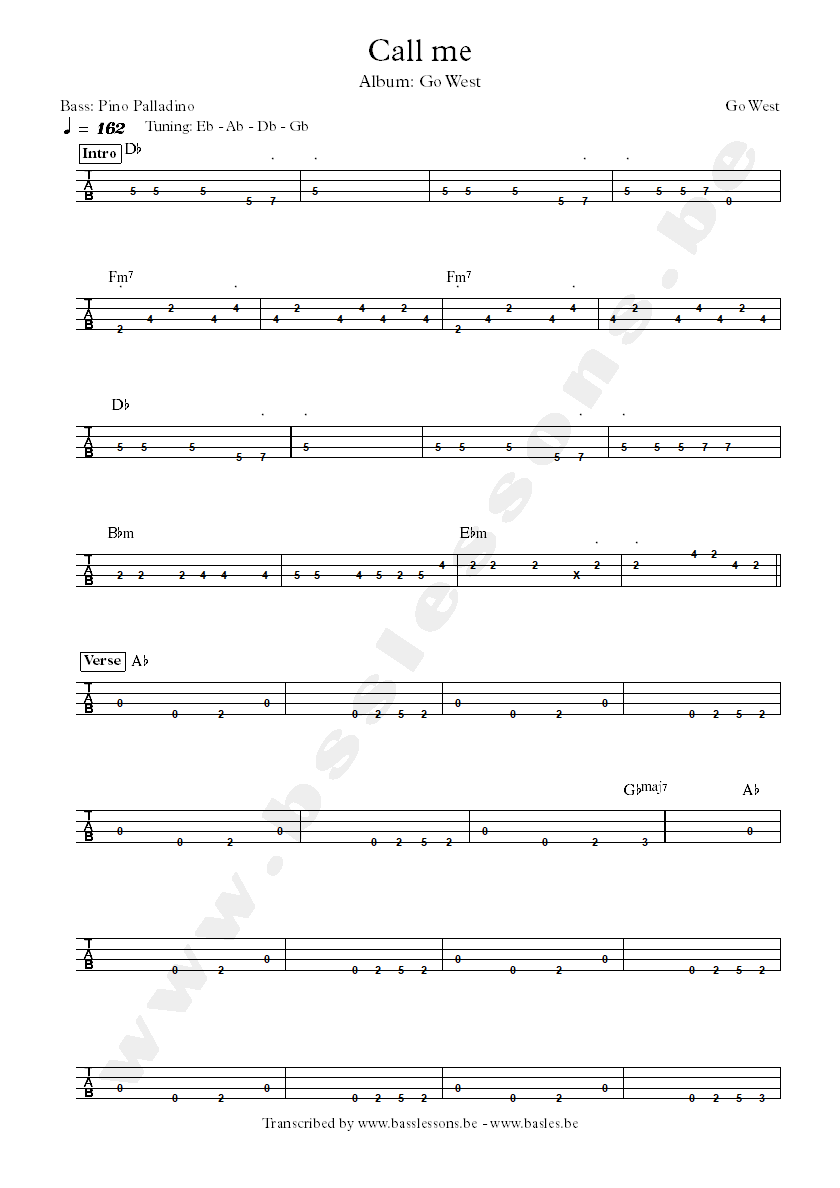Go west call me pino palladino bass tab