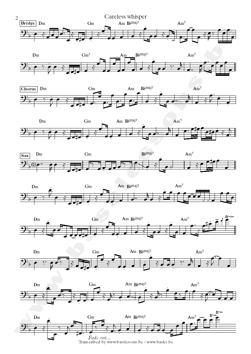 George Michael careless whisper bass transcription part 2