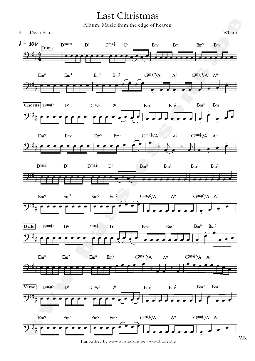 Wham last christmas bass transcription deon estus