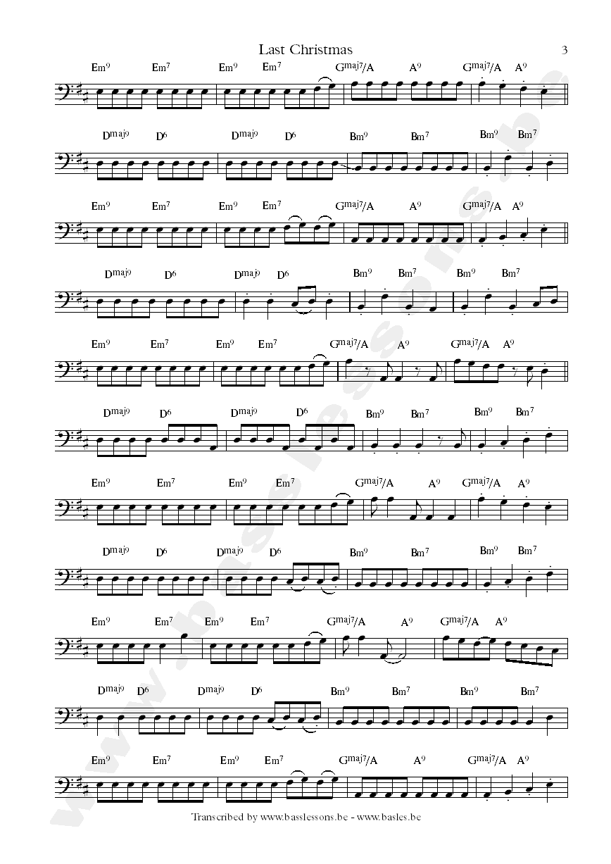 Wham last christmas bass transcription deon estus part 3