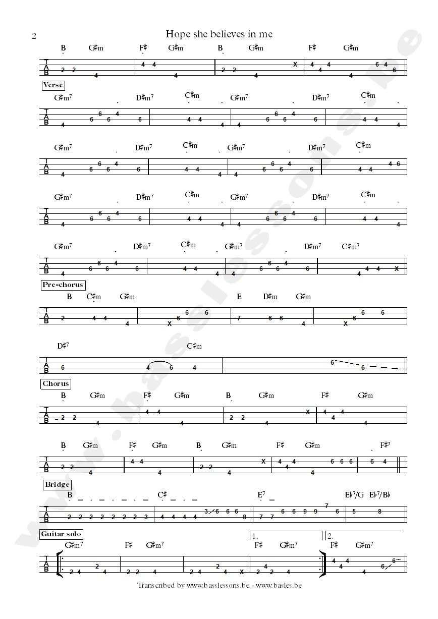 Malted milk hope she believes in me bass tab part 2