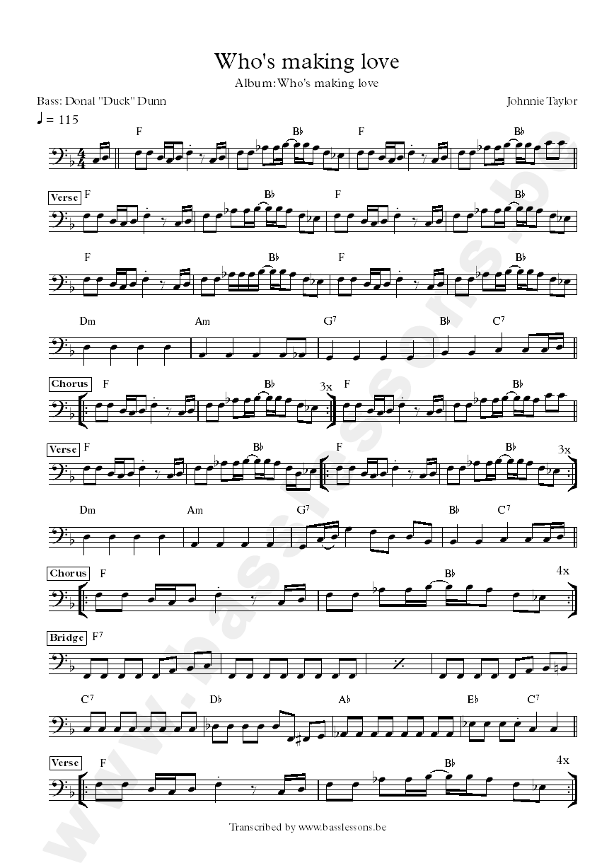 johnnie talor bass transcription