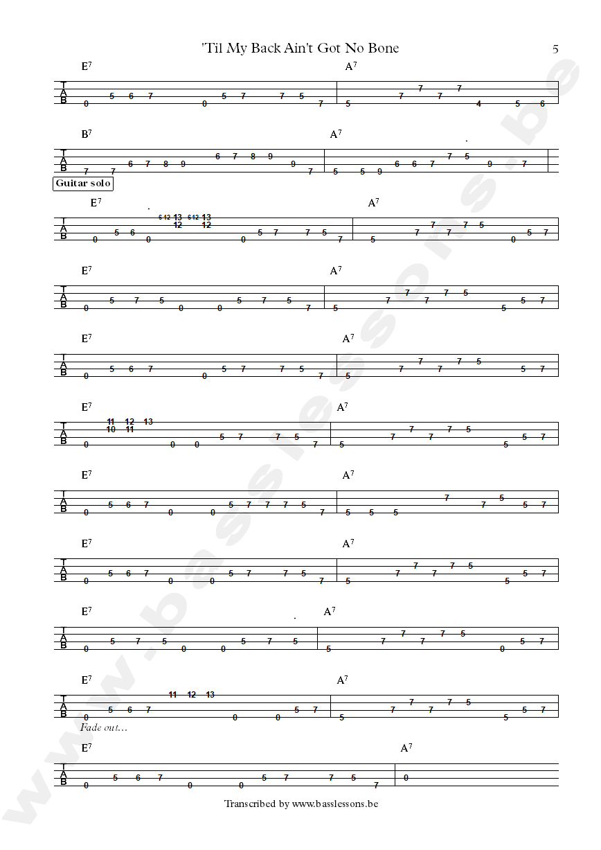 Albert king til my back ain't got no bone bass tab part 5