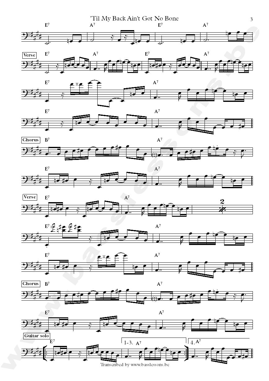 Albert king til my back ain't got no bone bass transcription part 3