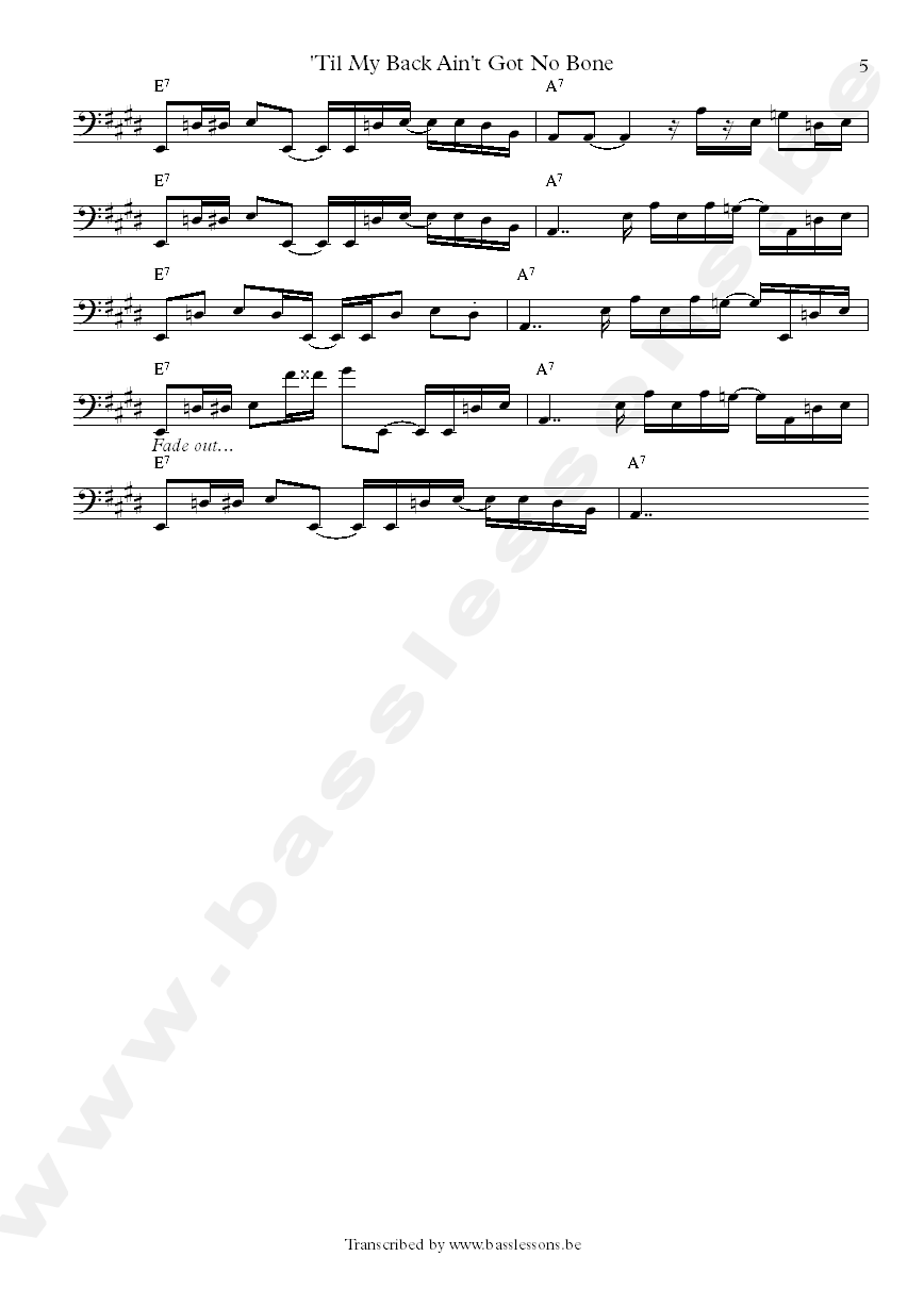 Albert king til my back ain't got no bone bass transcription part 4