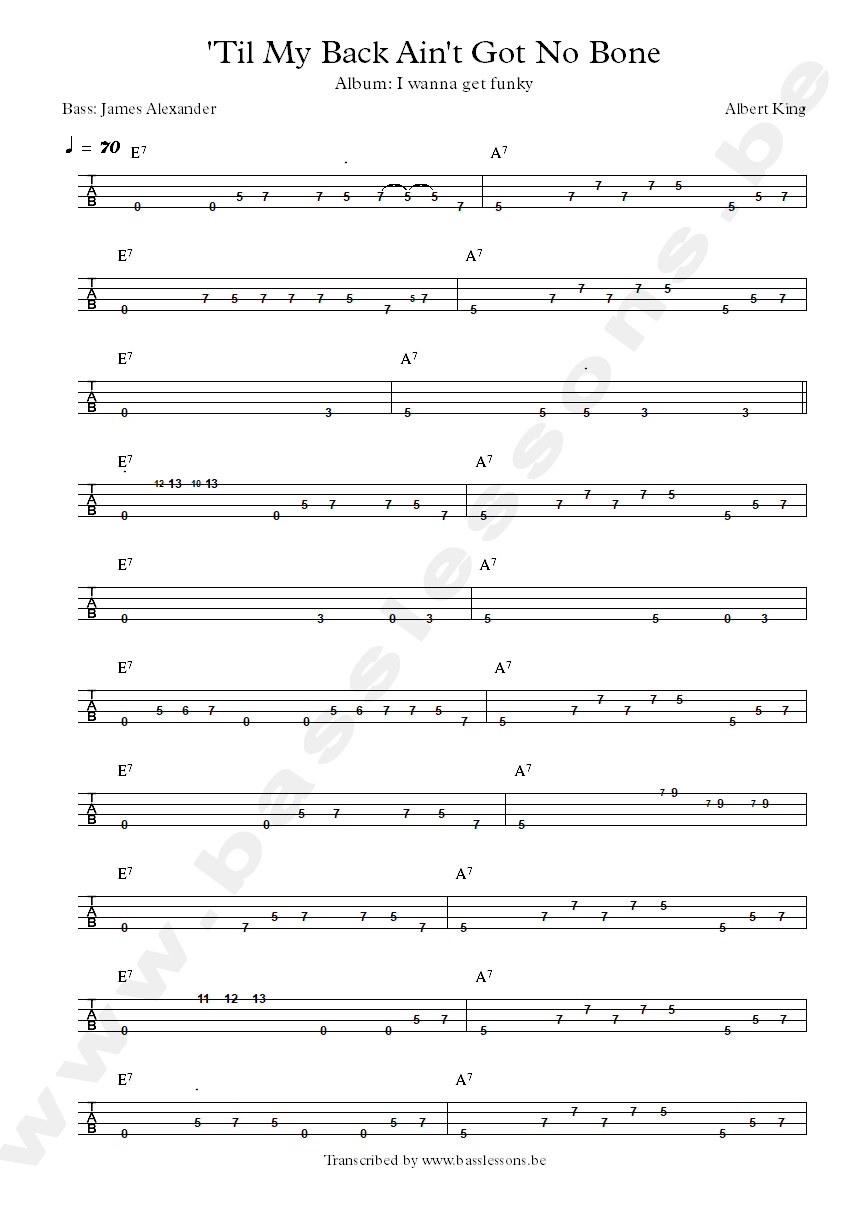 Albert king til my back ain't got no bone bass tab