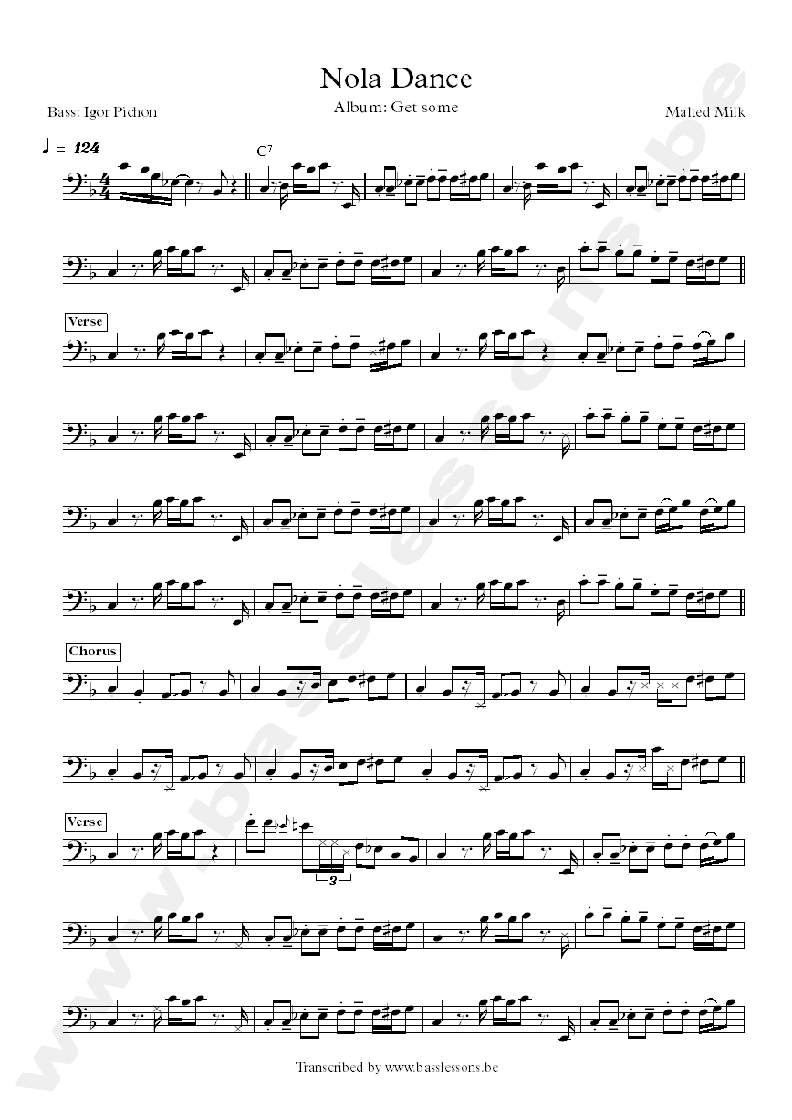 Malted milk nola dance bass transcription