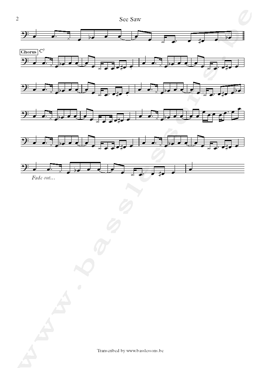 aretha franklin see saw jerry jemmott bass transcription part 2