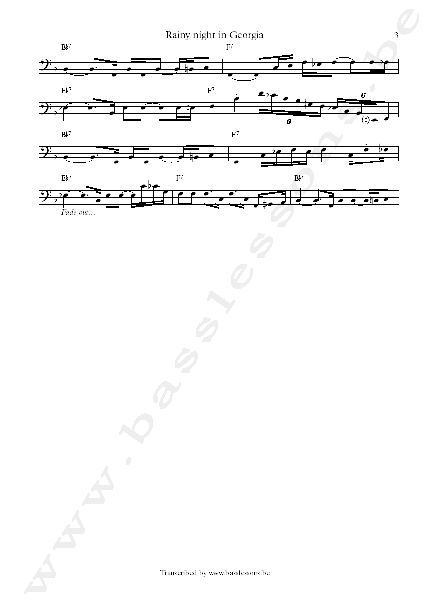 ray charles rainy night in georgia carol kaye bass transcription part 3