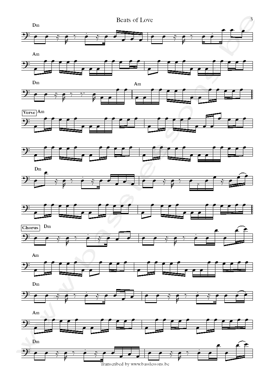 Nacht und Nebel beats of love bass transcription part 3