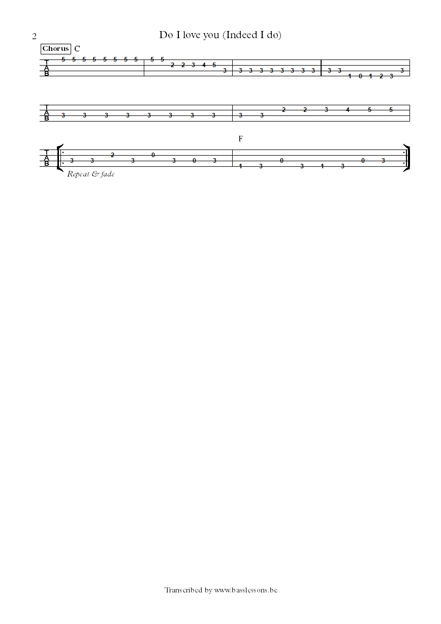 Frank wilson Do I love you carol kaye bass tab part 2
